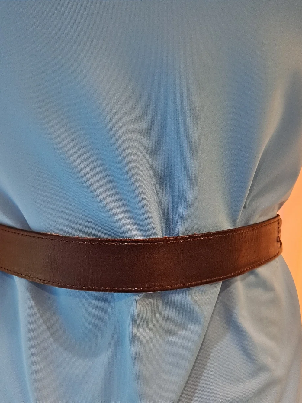 Amiee Lynn Vintage Dark Brown Part Braided Leather Round-Buckle Waist Belt
